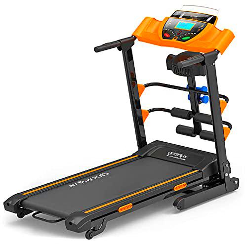 Gridinlux | Cinta de Correr Eléctrica Plegable | Trainer Race X-Treme | 1800 W | App y MP3 con Altavoces | 1-16 km/h | 12 Programas | 120x42cm Superficie | Pesas